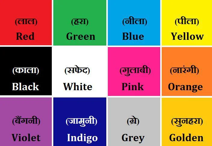 All Colours Name in Hindi and English